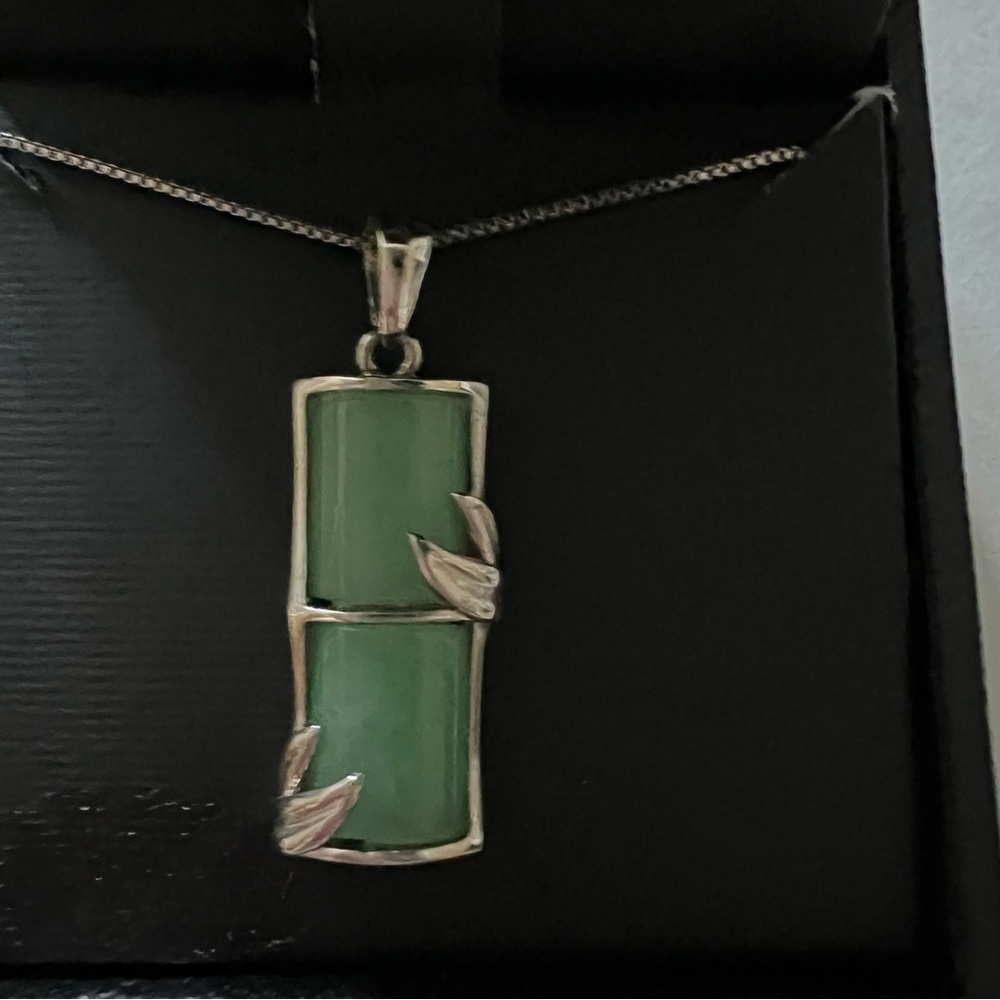 Elegant Jade treated Bamboo pendant  Necklace
